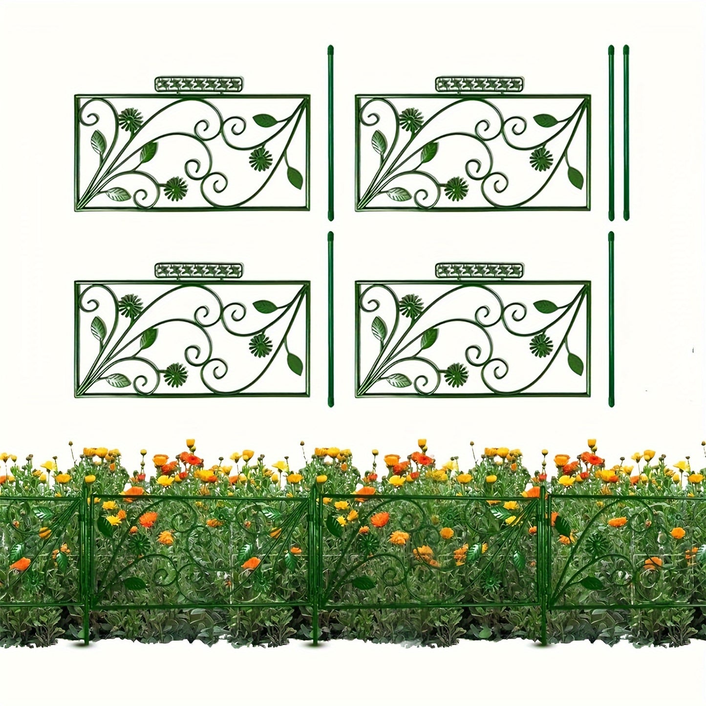 "Versatile Landscaping" Rustproof Decorative Garden Fence Border - No-Dig, Easy Install Flower Edging For Patio & Yard, Eco-Friendly Pp Material, Animal Barrier Included