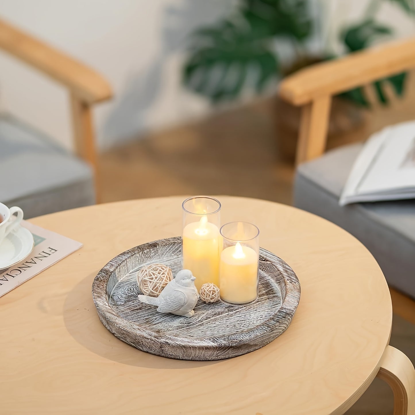 Rustic Wooden Tray Centerpiece for Special Occasions - Ideal for Wedding, Bridal Shower, Birthday, Housewarming & Retirement Decorations - Versatile Manufactured Wood Platter for Christmas, Halloween, Easter, Hanukkah & Thank