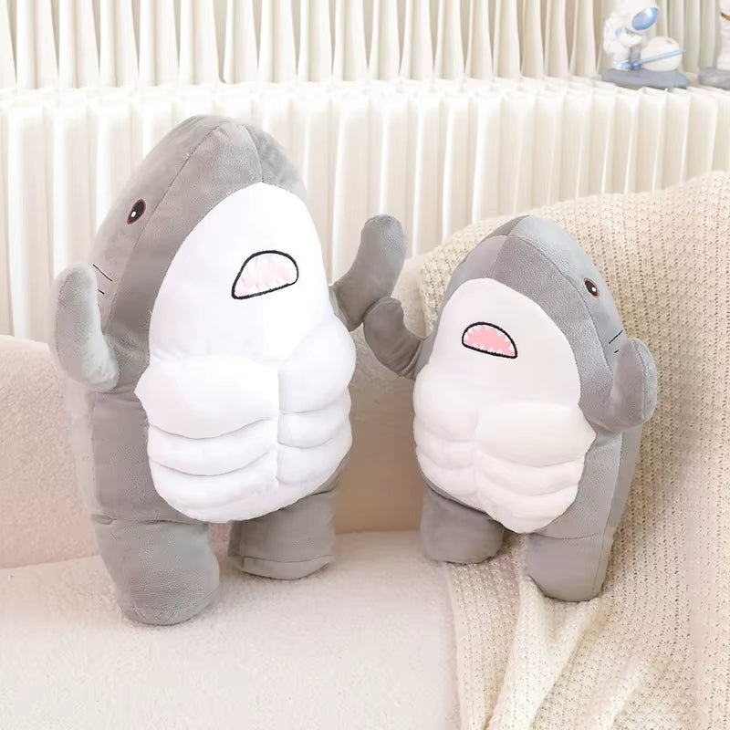 45/35CM Muscle Shark Plush Toys Stuffed Ocean Whale Fish Stuffed Animals Soft Plushie Pillow Dolls Kid Adult Birthday Gift