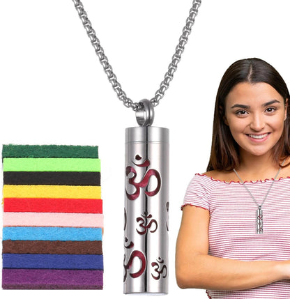 Diffuser Necklace - Locket Pendant Stainless Steel | Calming Aromatherapy Pendant Necklace with Diffuser Pads, Oil Jewelry for Valentine'S Day