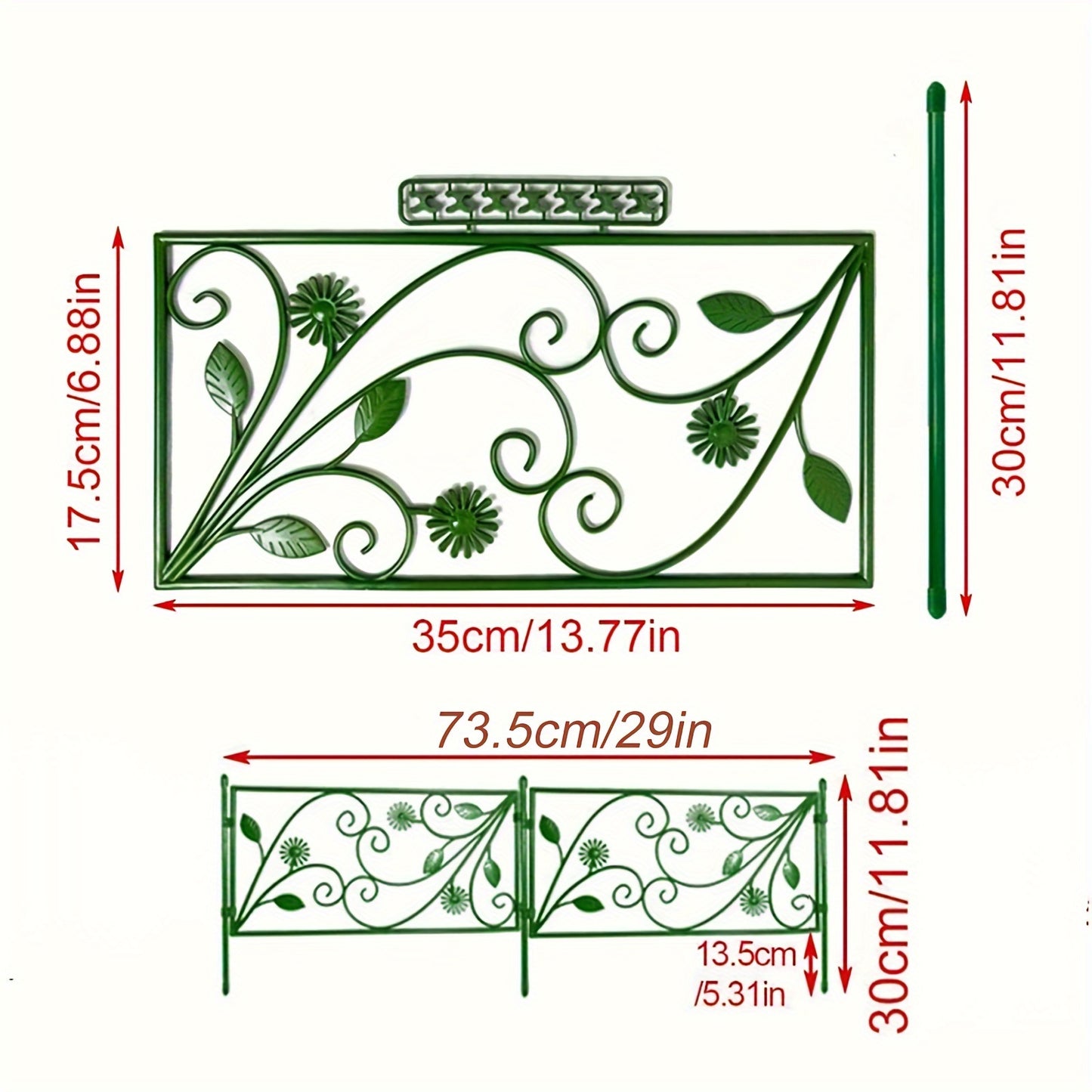 "Versatile Landscaping" Rustproof Decorative Garden Fence Border - No-Dig, Easy Install Flower Edging For Patio & Yard, Eco-Friendly Pp Material, Animal Barrier Included