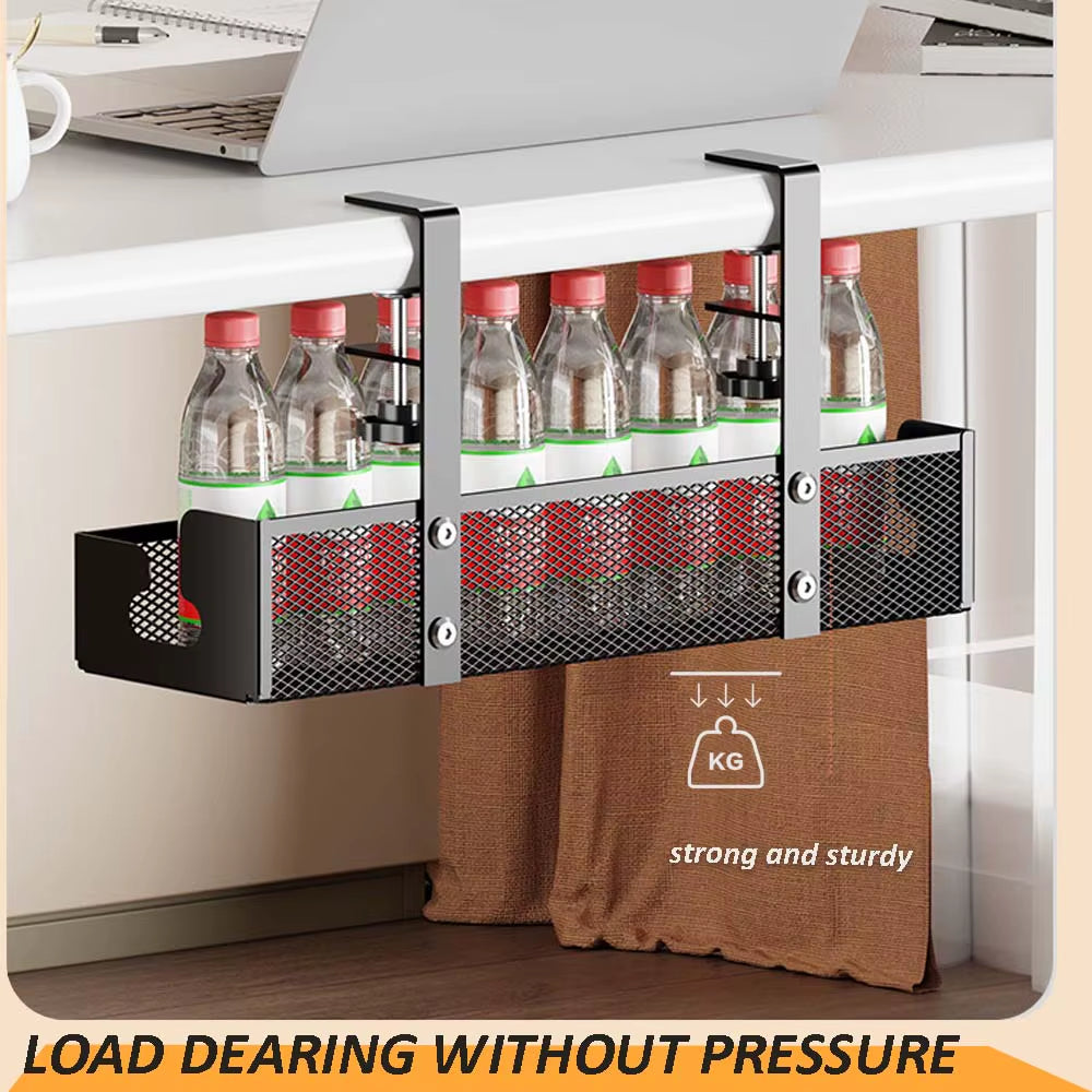 Cable Management under Desk Shelf Basket No Drill Steel Desk Cable Organizers Wire Storage Tray Cable Managements Box for Office