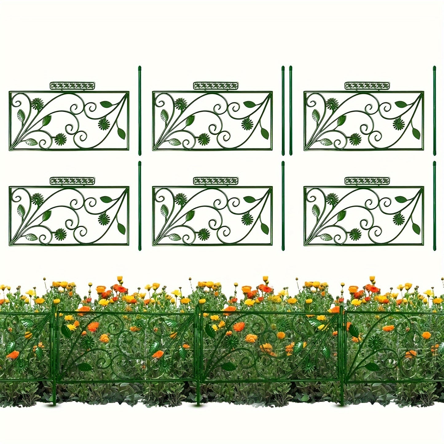 "Versatile Landscaping" Rustproof Decorative Garden Fence Border - No-Dig, Easy Install Flower Edging For Patio & Yard, Eco-Friendly Pp Material, Animal Barrier Included