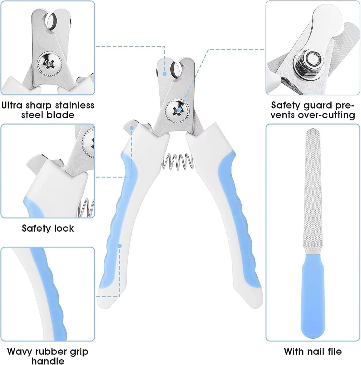 7-Piece Cat and Dog Brush Beauty Set, Pet Self-Cleaning Brush with Pet Nail Clippers and Files, Flea Dog Comb, Pet Shower Brush